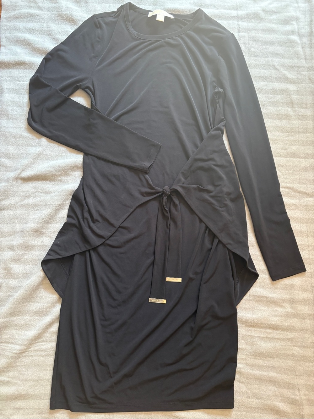 MICHAEL Michael Kors Black Long-Sleeve Knot-Front Midi Dress